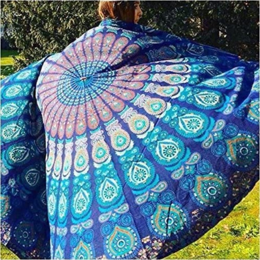 Mandala Hippie Bohemian Floor/Beach Mat Symmetrical Pattern Retro Room Decor - Picture 6 of 8